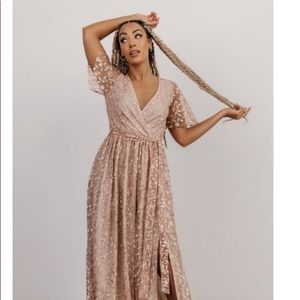 NWT Baltic Born Marseille Embossed Maxi Dress Champagne, size Large. Never worn!